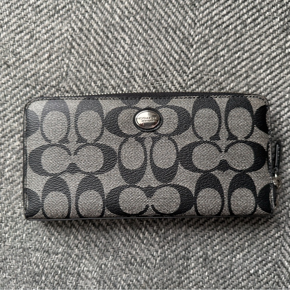 Gray & Black zip Coach Wallet
